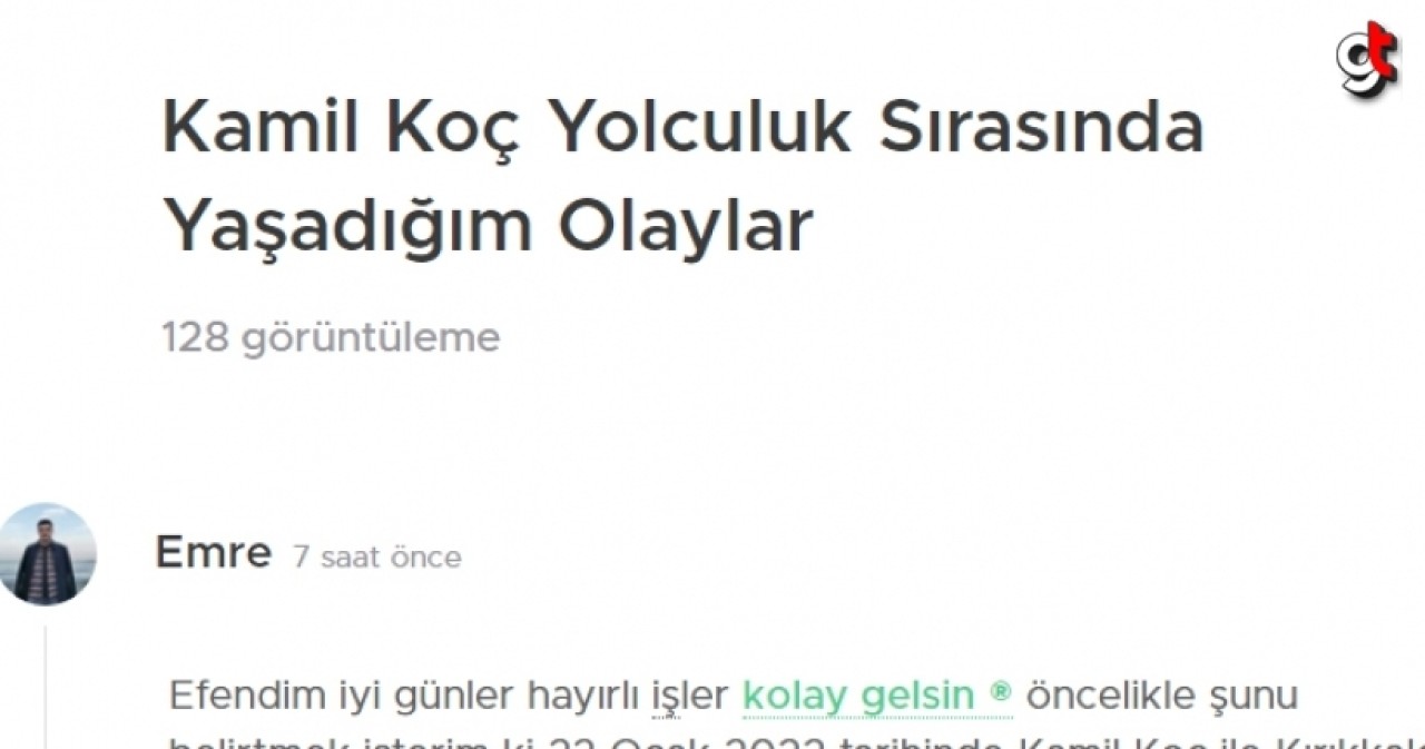 Kamil Koç otobüs Samsun şikayeti