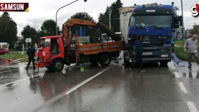 Çarşamba tır kaza yaptı, zincirleme kaza