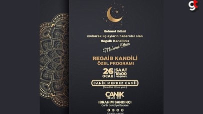 Canik Belediyesi'nden Regaip Kandili Özel Programı