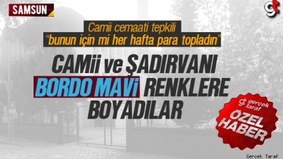 Caminin duvarlarını bordo mavi renklere boyadı