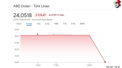 Google'de 1 Dolar 24 Liraya düştüğü görüldü