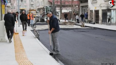 Bafra Cumhuriyet Caddesi baskı beton kaldırım çalışmaları