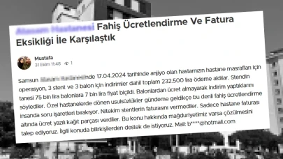 Samsun’da Özel Hastanede Fahiş Anjiyo Ücreti Tepki Çekti