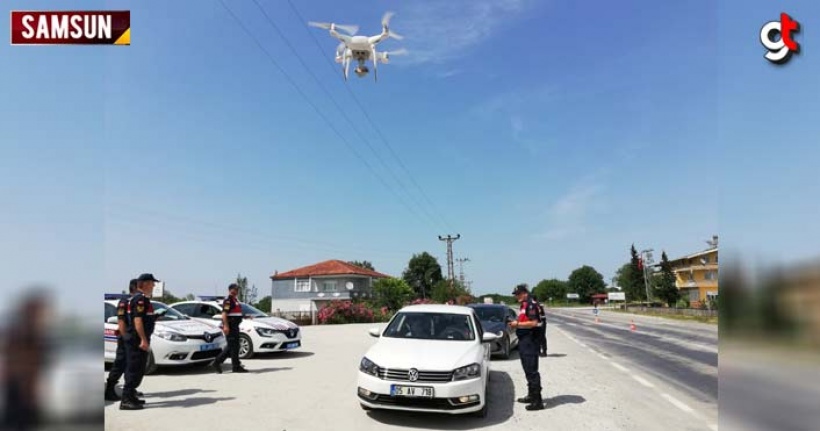 Samsun'da drone ile havadan trafik denetimi