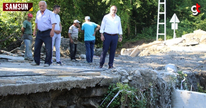 Halil Akgül, yıkılan Alanyaykın köprüsünü inceledi