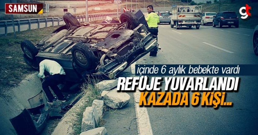 Samsun Havza'da araç refüje yuvarlandı