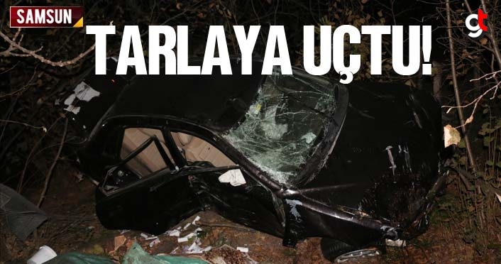 Araç tarlaya uçtu, 2 kişi yaralandı