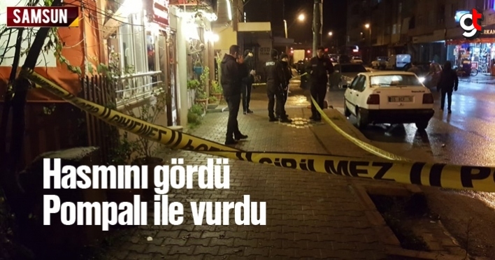 Hasmını gördü, pompalı ile vurdu