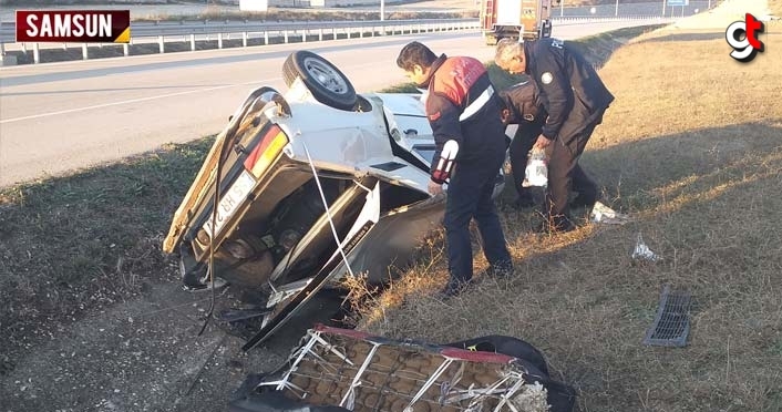 Samsun'da araç sulama kanalına düştü