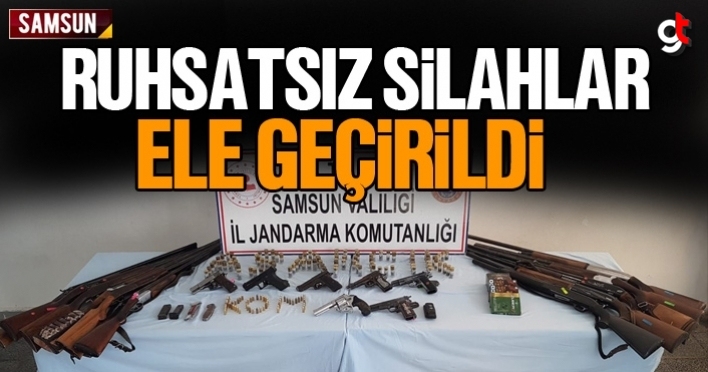 Samsun'da ruhsatsız silahlar ele geçirildi