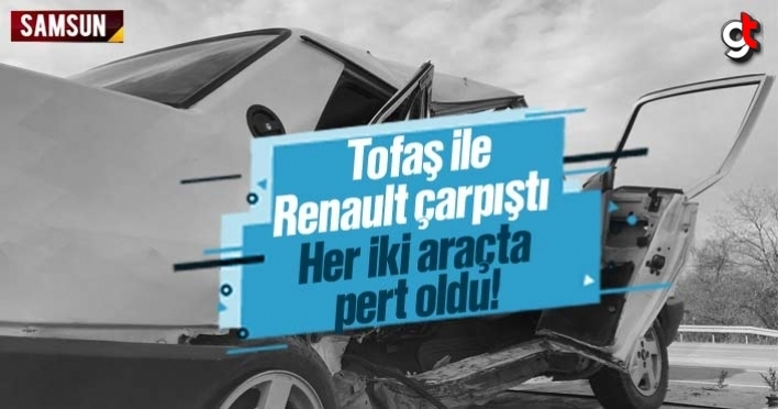 Tofaş ile Renault çarpıştı, iki araçta pert oldu