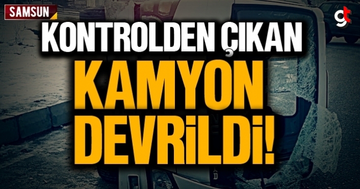 Kontrolden çıkan kamyon devrildi, 3 yaralı