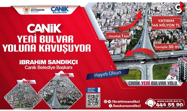 Canik Yeni Bulvar Yolu’na Kavuşuyor