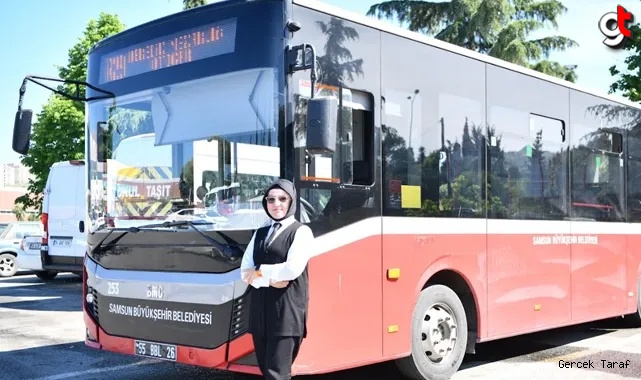 Samsun'un ilk kadın belediye otobüs şoförü Nazime Gör